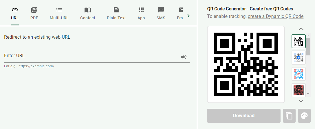 Create a free QR Code generator